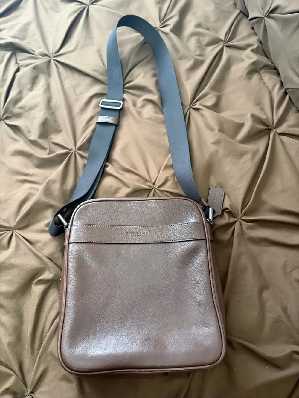 Vintage COACH Purse Crossbody Messenger Bag Dark Brown Leather